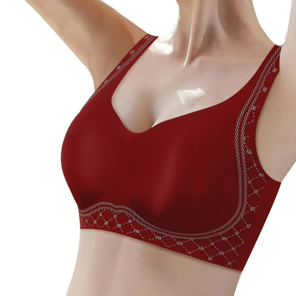 Bras for Women,Thin Seamless Vest Soft Support Bra for Large Chest with Half Fixed Cup and Breathable Design,Sports Bras for Women,Red,L