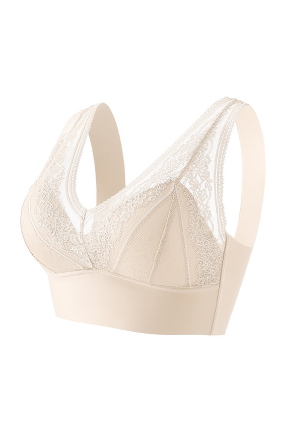 Bras for Women,Thin Wrap Front Tank Top Bra with Back Strap Support in Comfortable Ice Silk Fabric,Sports Bras for Women,Beige,M