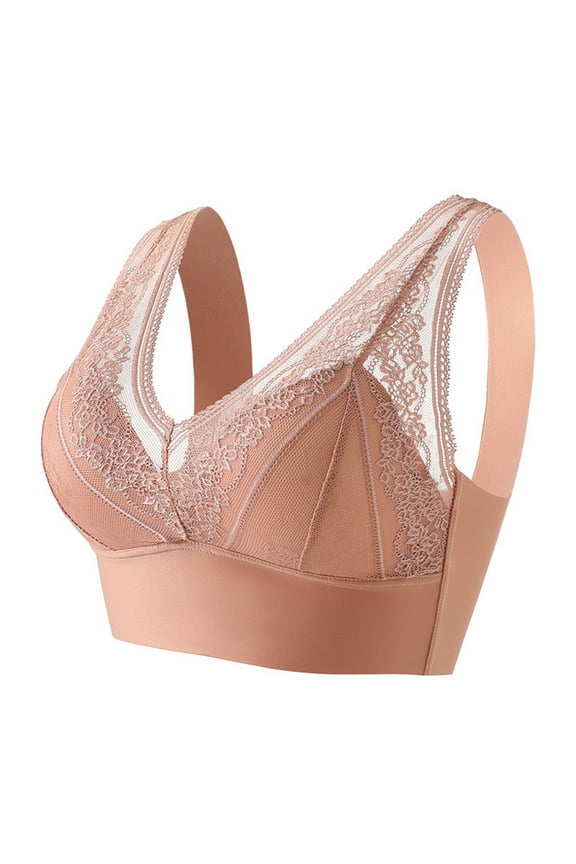 Bras for Women,Thin Wrap Front Tank Top Bra with Back Strap Support in Comfortable Ice Silk Fabric,Sports Bras for Women,Rose Gold,XL