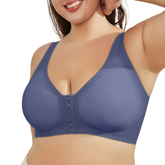 Bras for Women,Verachics Lilymiss Luna Hug Front Closure Bras for Seniors with Back Shaping Support and Comfortable Fit,Sports Bras for Women,Blue,XL