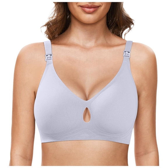 Bras for Women,Wirefree Full Cup Padded Bra for Women Seamless Comfort Soft Support Bralette Breathable Everyday Wear,Sports Bras for Women,Purple,L
