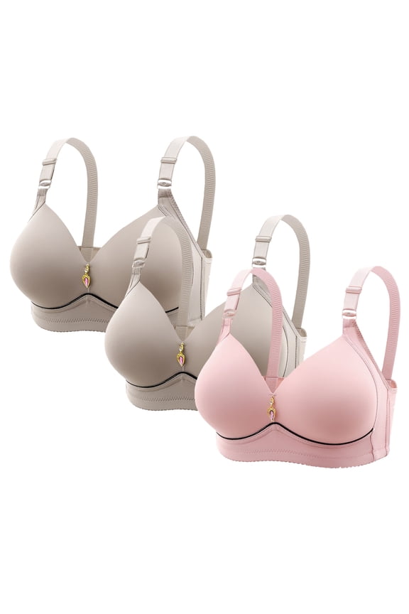 Bras for Women Wirefree New 3pc Women's Solid Color Seamless Lifting Soft Support Bra for Women Everyday Bras Style B-99 Pinky