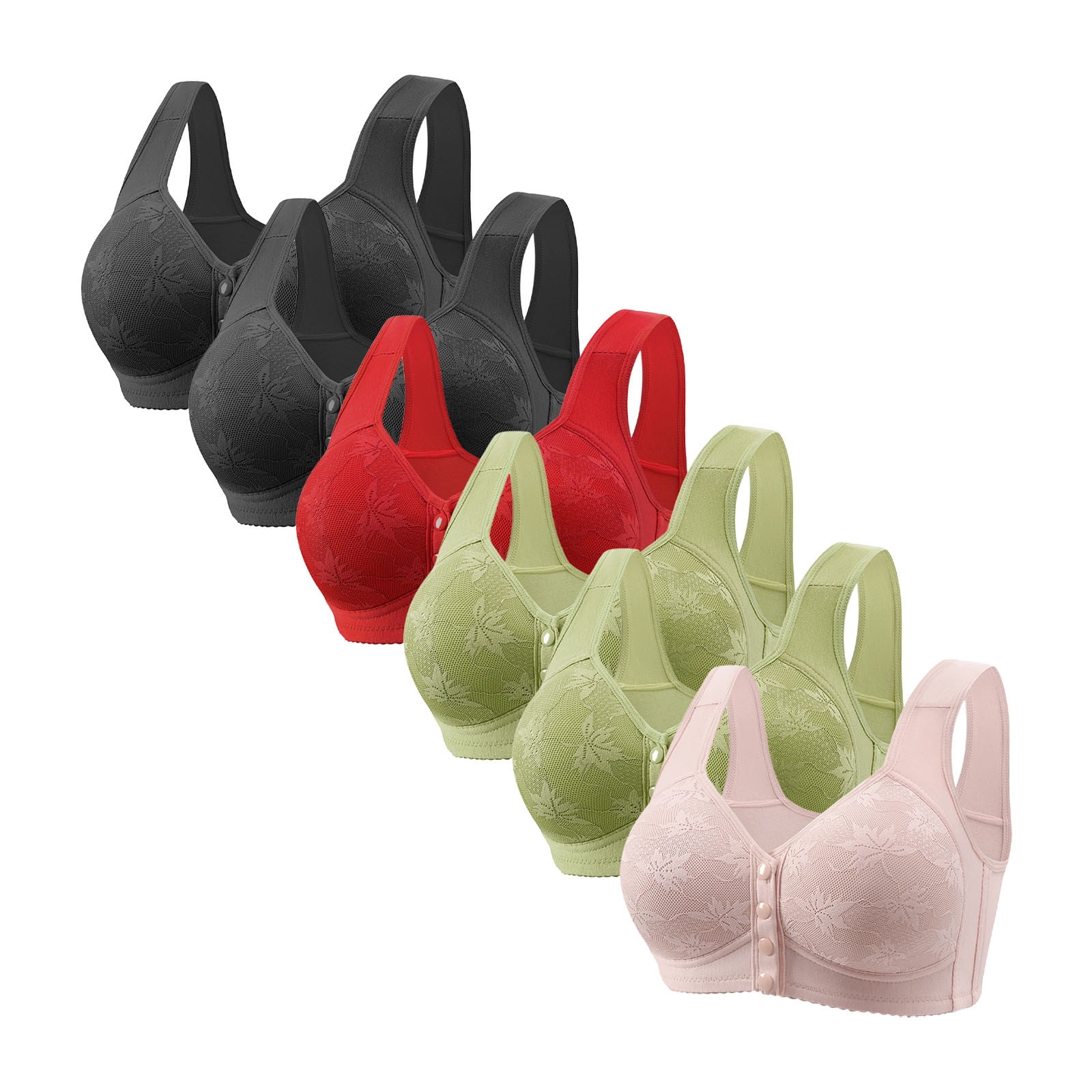 Bras for Women Wireless 6Pc Women's Non Steel Ring Gathered Bra with ...