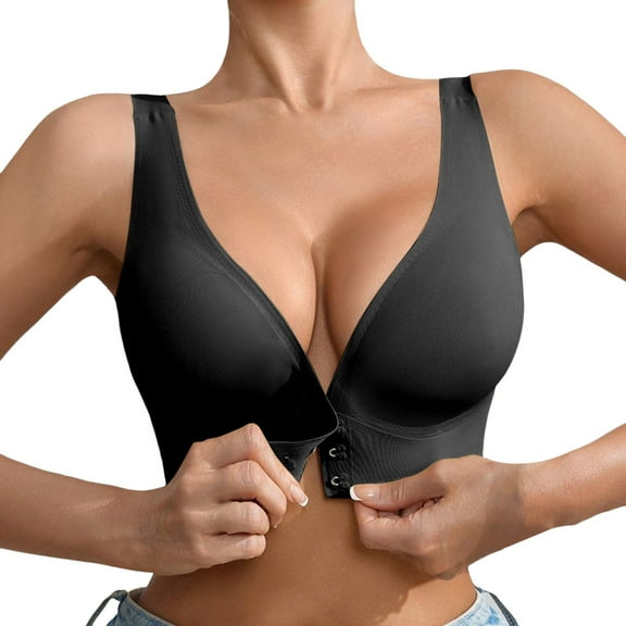 Bras for Women,Wireless Front Closure Bra Seamless Comfort Everyday Wear Stylish Support For Women Full Coverage Soft,Sports Bras for Women,Black,XL