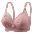 thumbnail image 1 of Bras for Women Wireless Plus Size Breathable Daily Underwear Small Print Bra Pink XS-4XL, 1 of 4