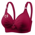 thumbnail image 1 of Bras for Women Wireless Plus Size Breathable Daily Underwear Small Print Bra Wine XS-4XL, 1 of 4