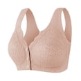 thumbnail image 1 of Bras for Women Wireless Plus Size Lace Fashion Thin Style Ventilate Front Buckle Bra Without Steel Rim Pink L-4XL, 1 of 8