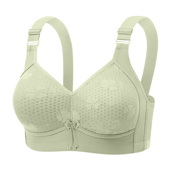 Bras for Women Wireless Push Up Soft Support Bra Ndbuld Women's Solid Color No Steel Ring Push Up Breathable Underwear Daily Bra Green 44