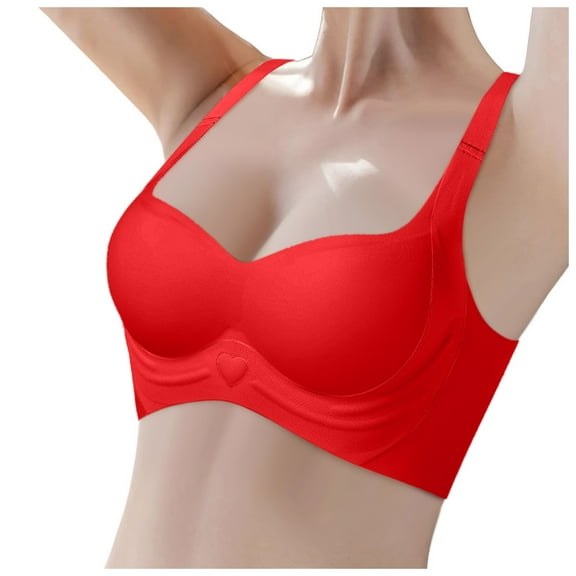 Bras for Women,Wireless T Shirt Bra for Women Seamless Smooth Comfort Everyday Wear Soft Support Wirefree Design,Sports Bras for Women,Red,XL