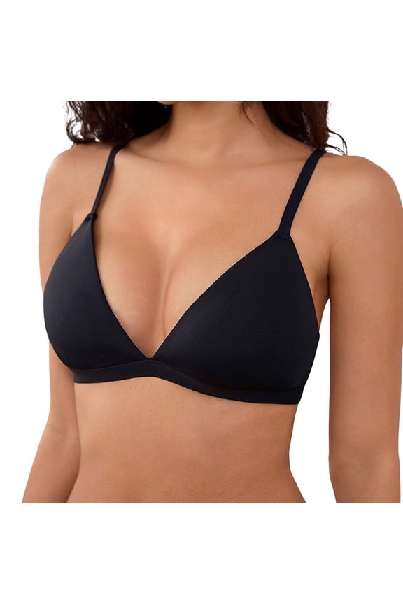 Bras for Women,Wireless Triangle Bralette Unlined Seamless Comfortable Everyday Bra for Women,Sports Bras for Women,Black,L