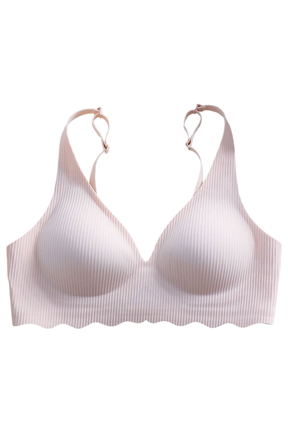 Bras for Women, Women 1-Pack Seamless Wire Bras for Push Up Soft Underwear Deep V Pink M