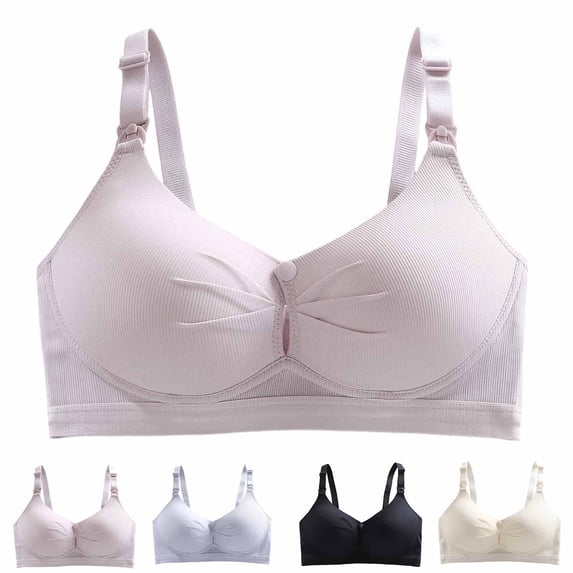 Bras for Women Women's Bra Women's Non-Steel Lace Stitching Comfortable And Breathable Gathered Adjustable Bra Underwear Beige 40