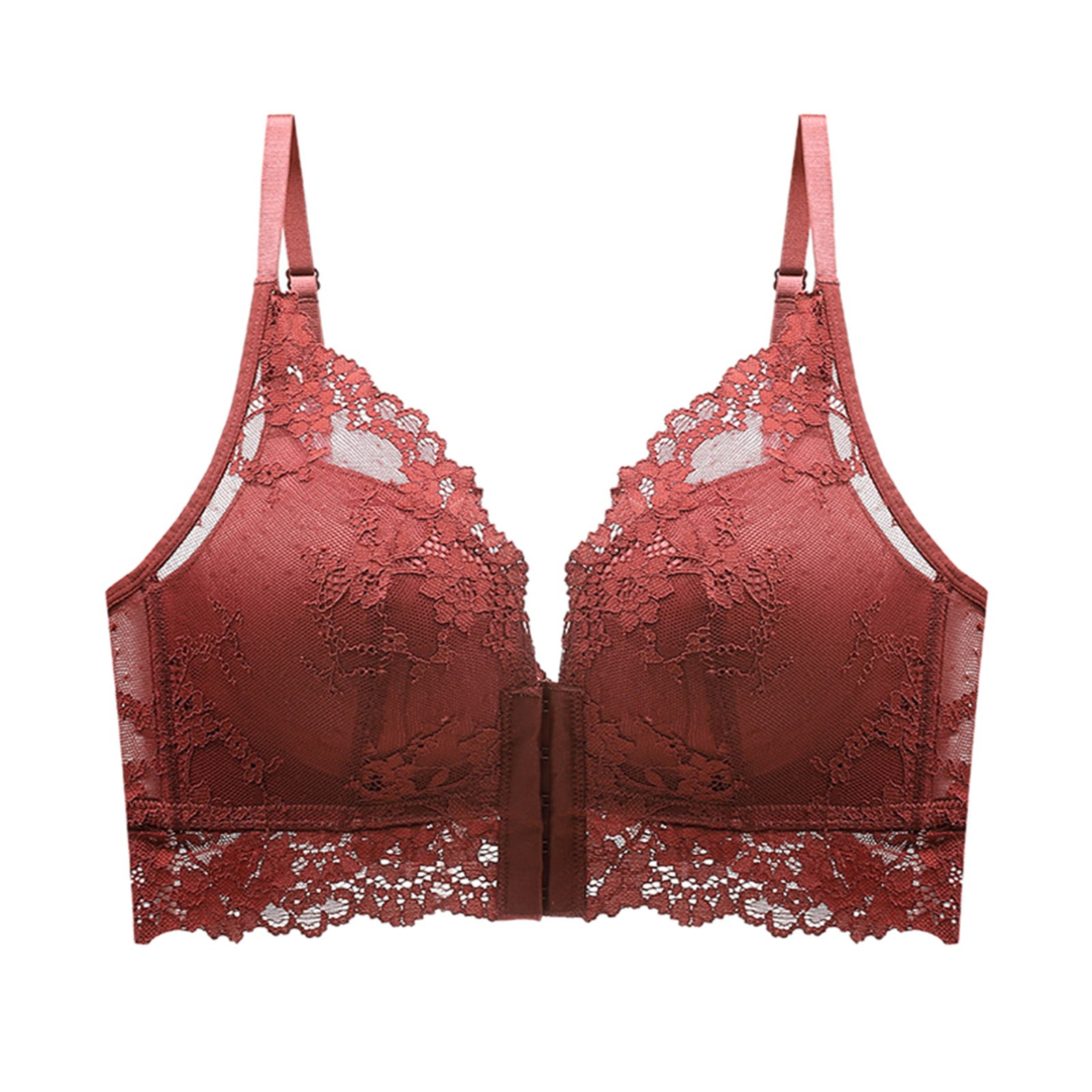 Buy ZITIQUE Women's 3/4 Cup Comfy Non-wired Push Up Lace Bra - Red 2024  Online