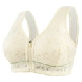 thumbnail image 1 of Bras for Women's Comfort Sports Bra Jacquard Zipper Wireless Breathable Yoga Bra Sleep on Clearance Beige 50, 1 of 6
