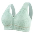 thumbnail image 1 of Bras for Women's Comfort Sports Bra Jacquard Zipper Wireless Breathable Yoga Bra Sleep on Clearance Green 52, 1 of 6
