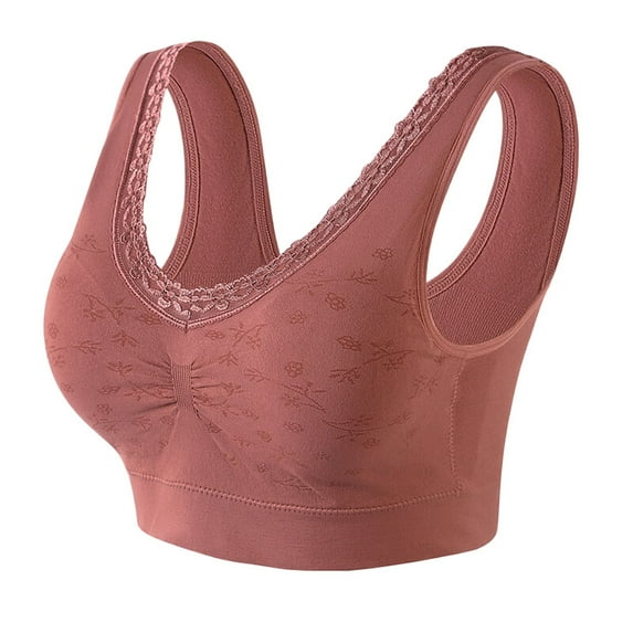 Bras for Women's Comfortable Solid Color With No Steel Ring Expansion Sleeping And Traceless Adjustment Sports Bra on Clearance Brown 4XL