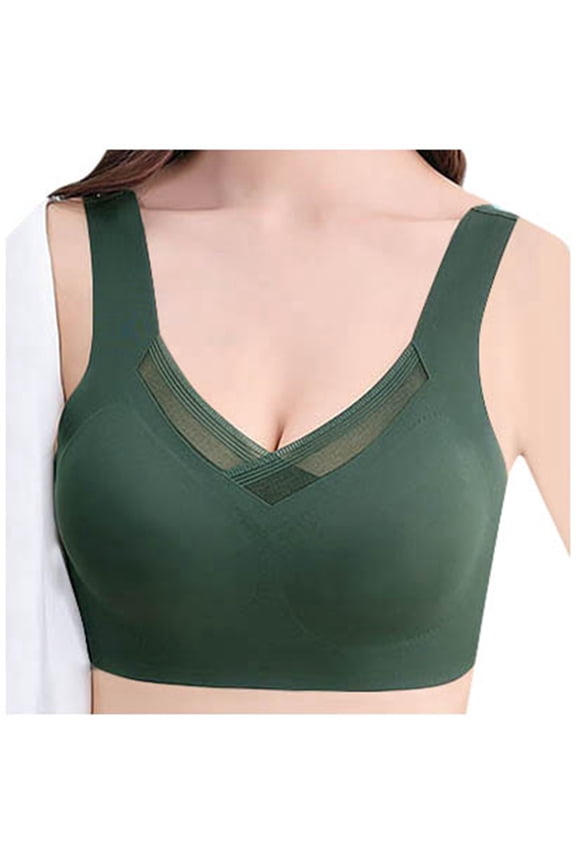 Bras for Women's Thin And Sexy Mesh Seamless Lingerie Gathering Back And Seamless Of Complementary Large Yoga Sports Vest on Clearance Green XL
