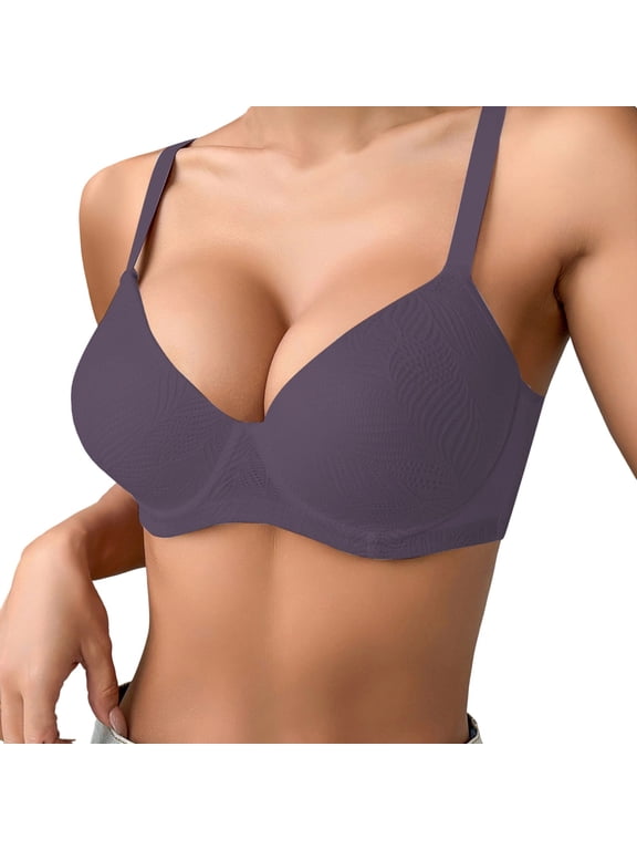 Bras for Women’s Thin Solid Comfort Breathable Push Up Bra With Underwire Triple Support Daily Casual Lace Design Gray 90C