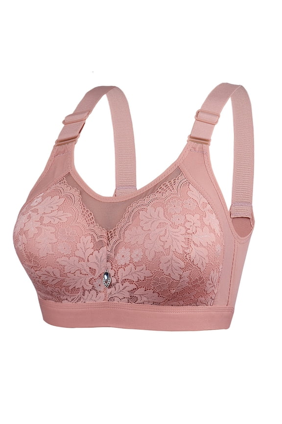 Brasieres para Mujer Women Comfort Front Hooks Full Figure Daisy Bras High Support MagicLift Bra No Wire Push Up Bras Red M