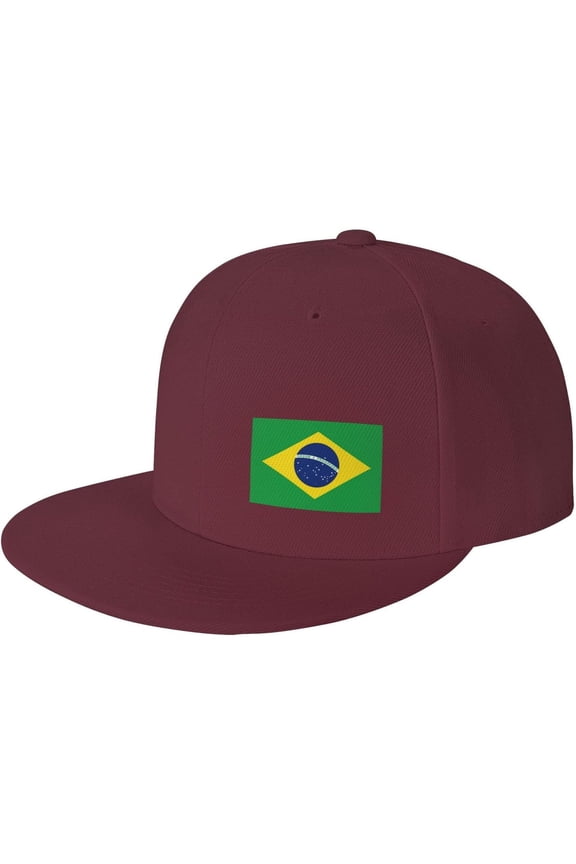 Brasil Flag Flat Bill Hats Teens Cool Snapback Baseball Cap Unisex