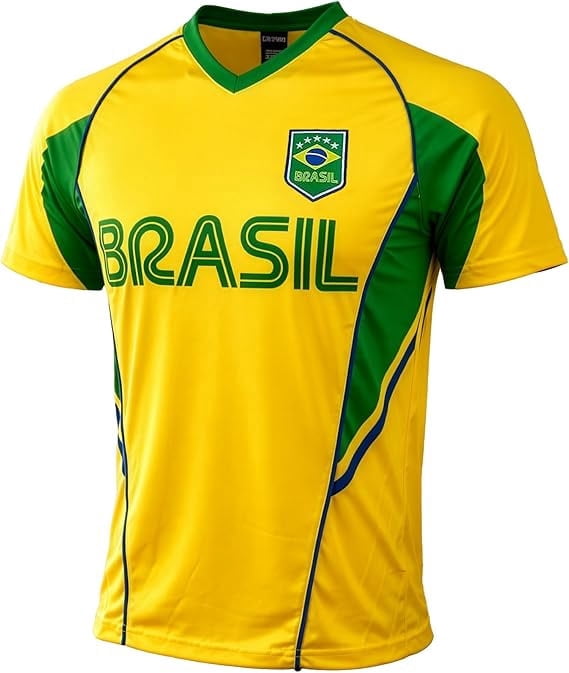 Icon Sports Brazil Soccer Jersey, Yellow/Green, 100% Poly, YXS-XXL