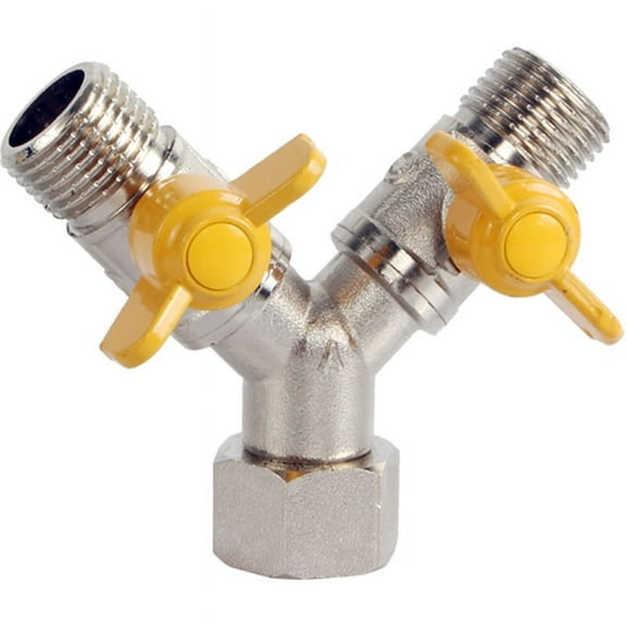 Brass 1/2" Y Switching Valve - 3 Way Y Splitter with Shut Off Valves - Water Connection for Shower Head, Shower Arm, Washing Machine - Garden Hose