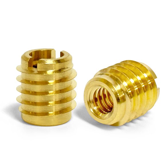 Brass 1/4"-20 Threaded Inserts for Wood 0.5" Length Pack of 25