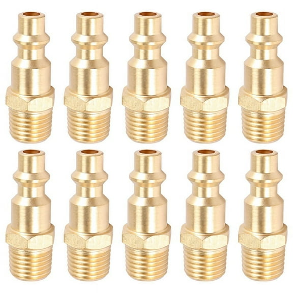 Brass 1/4 Inch NPT Male Air Hose Quick Connect Adapter,Air Coupler Plug Kit,Air Compressor Fittings 10Pcs (Male NPT)