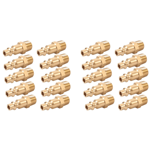 Brass 1/4 Inch NPT Male Air Hose Quick Connect Adapter,Air Coupler Plug Kit,Air Compressor Fittings 20Pcs (Male NPT),20 Pcs x Connector,Copper