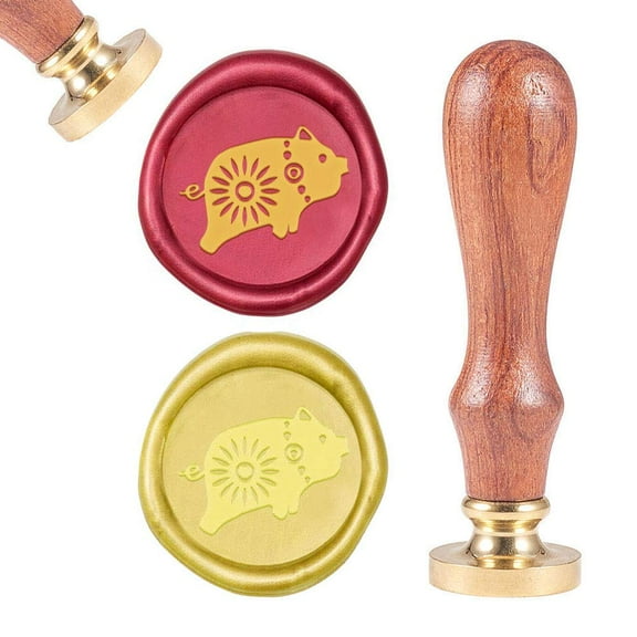 Brass 1 set Brass Wax Seal Stamp with Natural Wood Handle for DIY Scrapbooking Animal Pattern Stamp: 25mm Handle: 83x22mm Head: 7.5mm