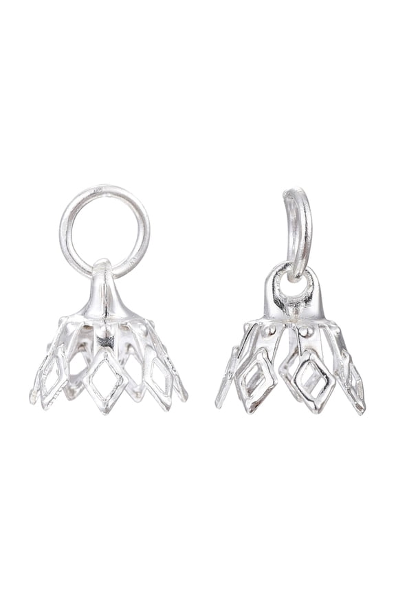 Brass 10 pc Flower Rack Plating Brass Pendant Bails Silver color Plated 8x8mm Hole: 3mm