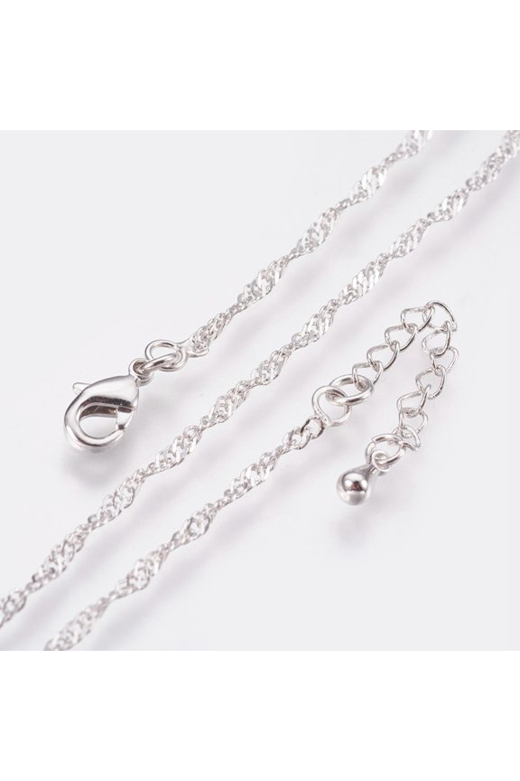Brass 10 pc Long-Lasting Plated Brass Chain Necklaces with Lobster Claw Clasp Nickel Free Real Platinum Plated 18.1 inch (46cm) 1.5mm