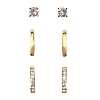 Fine Silver Plated Brass Cubic Zirconia Stud & Marquise Dangle Drop ...
