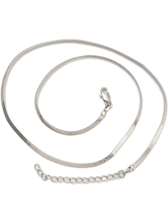 Brass 1Pcs Brass Flat Snake Chain Necklaces for Women Real Platinum Plated Minimalist Necklace for Fashion Jewelry Wedding Birthday Gift 17.8 inch Brass