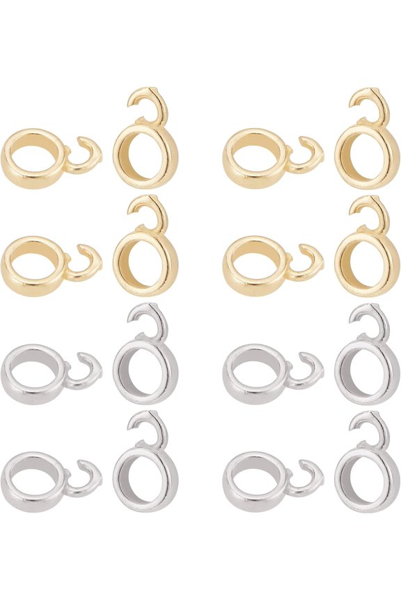 Brass 20 Pcs 2 Colors Connector Bail Beads Brass Hanger Links Bail Beads Hanger Dangle Spacer Bead with Loop for Bracelet Jewelry Making Supplies Necklace DIY Crafts Decoration Brass