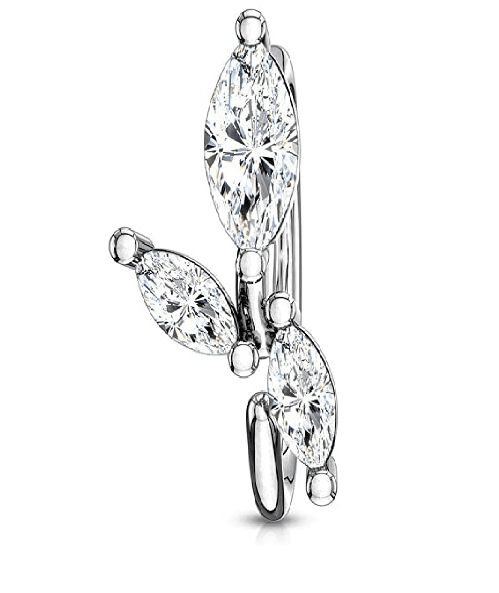 Brass 3 Marquise CZ Vine Bendable Hoop Nose Rings