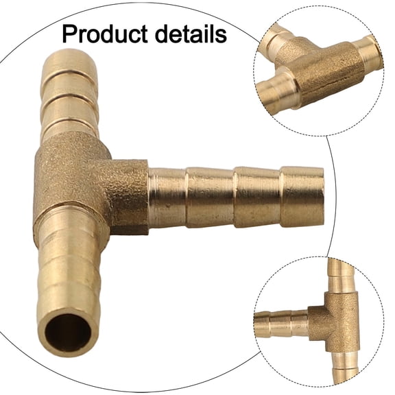 Brass 3 Way Barbed Tee Splitter Fitting Tubing Hose Connector 6-6-6Mm/8-8-8Mm 6Mm