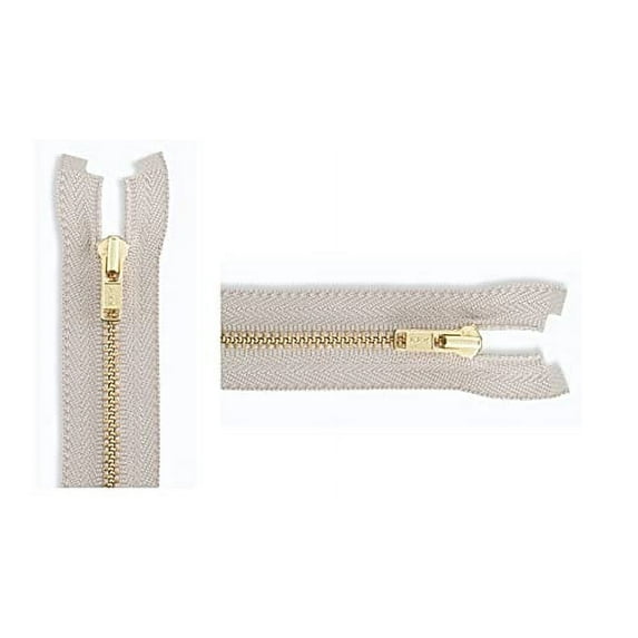 Brass #3 YKK Lightweight Jacket Separating Zipper - Choose Your Length - Color: Beige #572 - Made in The United States (1 Zipper Per Pack)16" Inches" Inches)