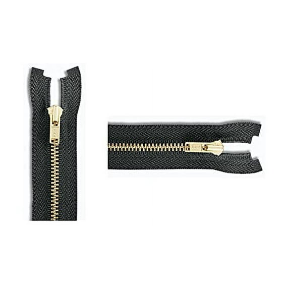 Brass #3 YKK Lightweight Jacket Separating Zipper - Choose Your Length - Color: Black - Made in The United States (1 Zipper Per Pack)