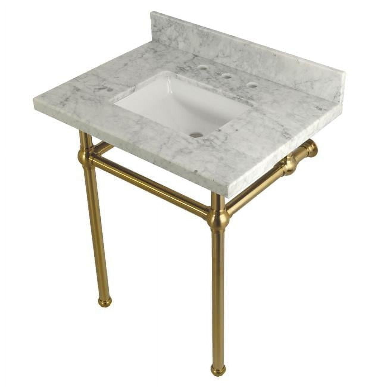 30" Carrara Marble Vanity with Brass Legs and Undermount Sink