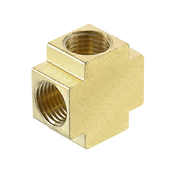 Brass 4-Way Pipe Fitting, 1/4" Female Barstock Cross Fitting Pipe Adapter