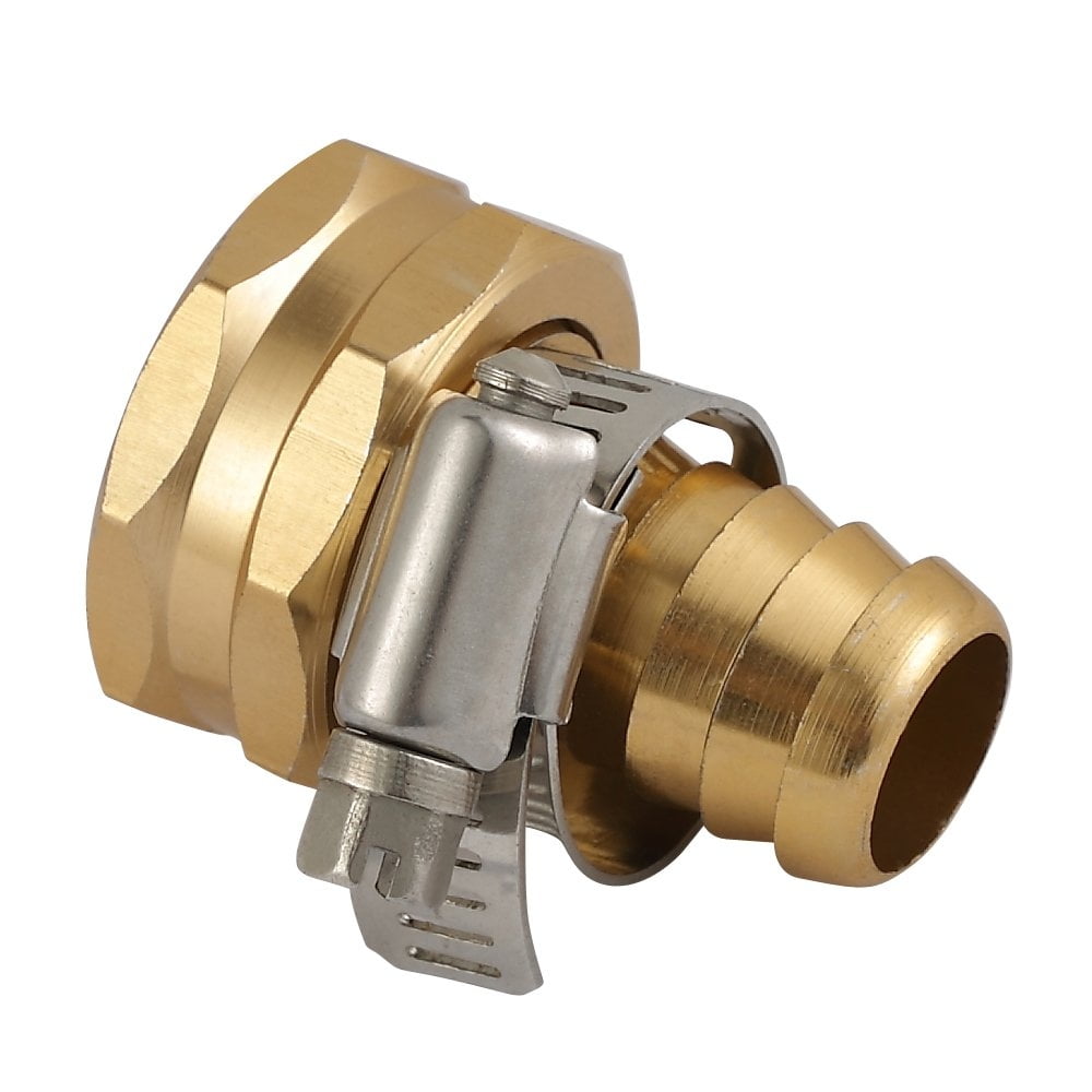 Brass 5/8 Inch Female Thread Garden Hose Repair Mender with Clamps