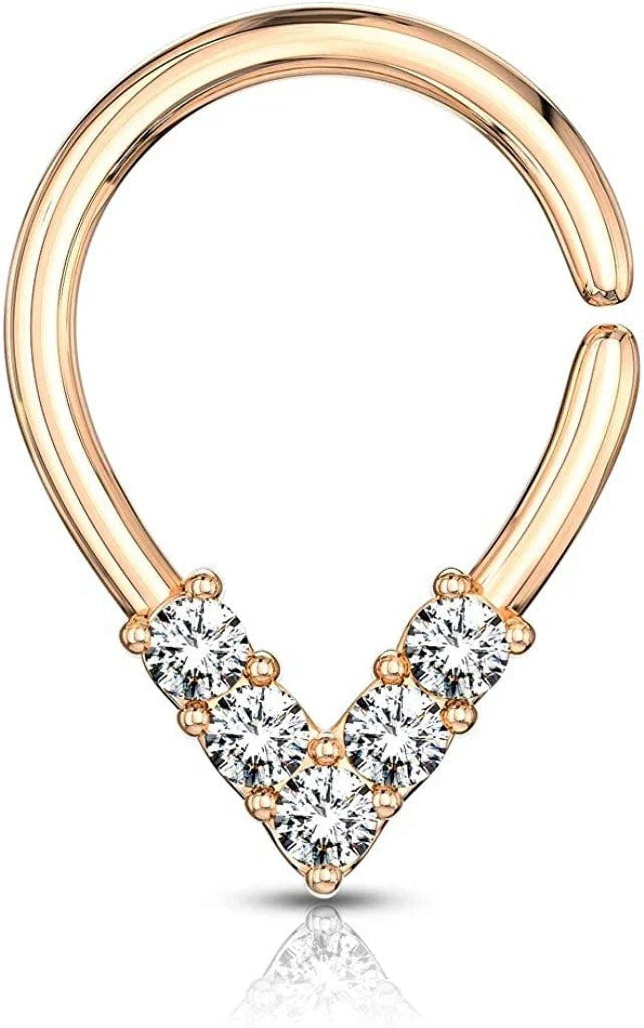 Brass 5 CZ Lined Pear Shaped Bendable Cut Ring for Cartilage Tragus ...