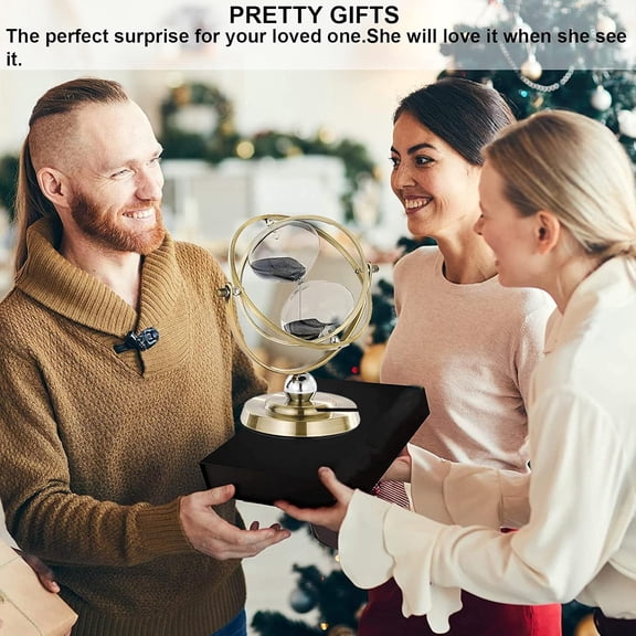 Brass 60 Minute Hourglass, 720° Rotating Vintage Metal Sand Timer, Large Black Sand Watch 60 Min, 1 Hour Glass SandClock for Gifts, Wedding, Home, Desk, Decoration (Black)