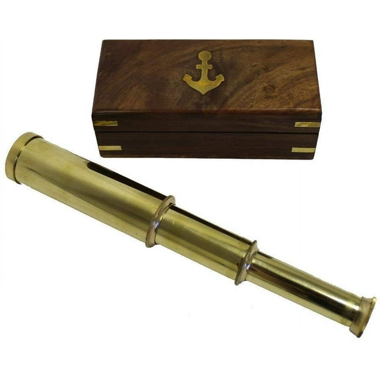 Brass 9 Handheld Brass Telescope Nautical Pirate Spy Glass With Box