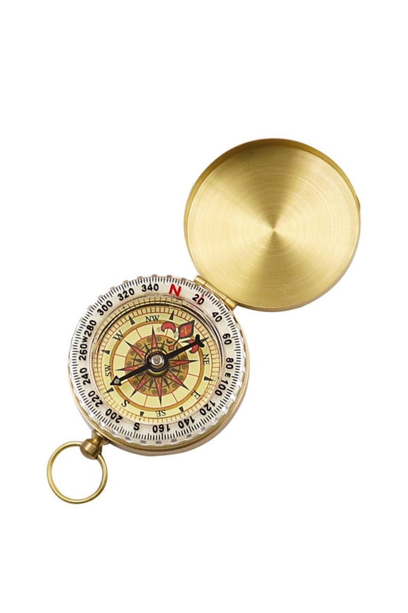 Brass & ABS Gold Pocket Watch with Luminous Function, Waterproof, 360-Degree Rotating for Night Use
