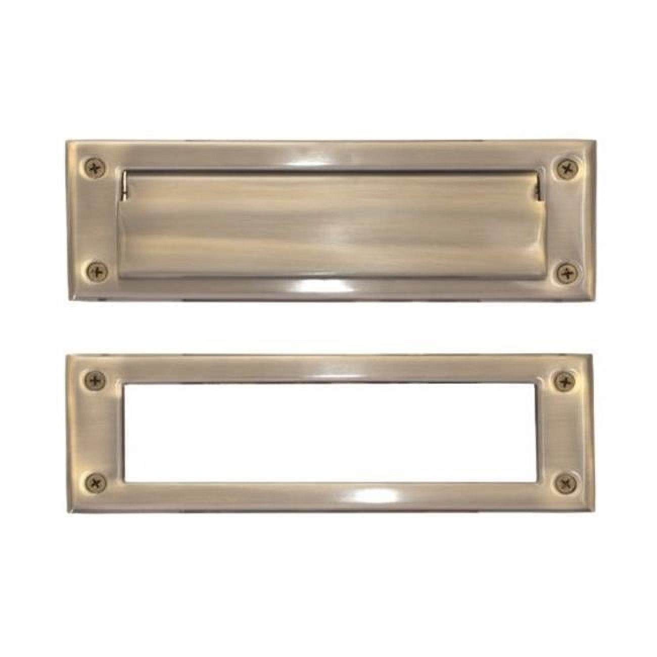 Antique Brass Medium Mail Slot with Spring-loaded Flap