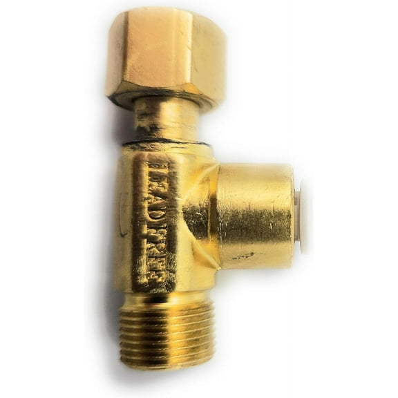 Brass Add a Tee Valve 3/8" Male Compression Inlet, 3/8 Compression Outlet and 1/4 Push in Adapter for Ice Maker, Reverse Osmosis, and more. (2 Pack)