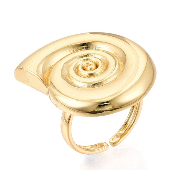 Brass Adjustable Open Cuff Rings for Women Cadmium Free & Lead Free Conch Real 18K golden Plated Adjustable 28.5x24.5mm