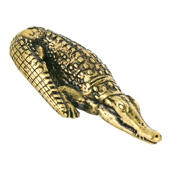 HEATSHAKING Vintage Brass Craft Statues Golden Crocodile Shape Decorative 1Pack 2.04X1.26X0.79in